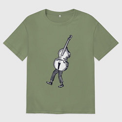 Мужская футболка оверсайз Человек контрабас