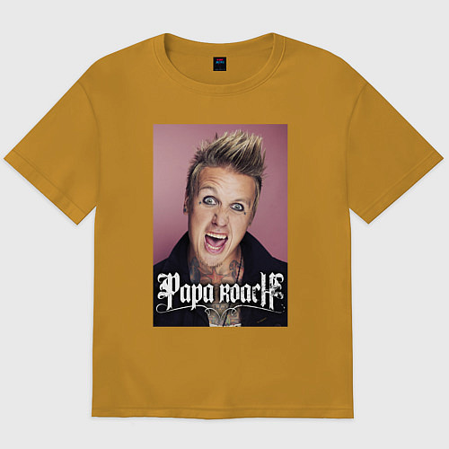 Мужская футболка оверсайз Papa Roach - Jacoby Shaddix / Горчичный – фото 1