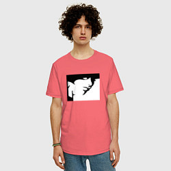 Футболка оверсайз мужская Застенчивая незнакомка, цвет: коралловый — фото 2