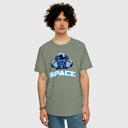 Футболка оверсайз мужская Space man, цвет: авокадо — фото 2