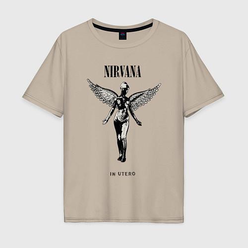Мужская футболка оверсайз In utero Nirvana / Миндальный – фото 1