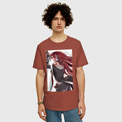 Футболка оверсайз мужская Реинкарнация безработного Бореас Грейрат, цвет: кирпичный — фото 2