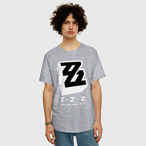 Мужская футболка оверсайз Zenless zone zero лого / Меланж – фото 3