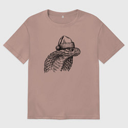 Мужская футболка оверсайз Голова новогодней кобры