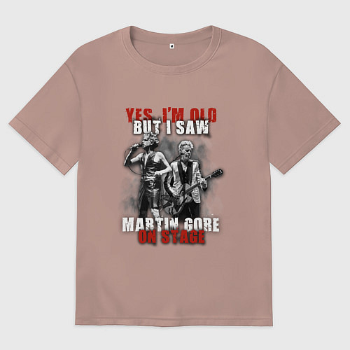 Мужская футболка оверсайз Depeche Mode - Martin on stage / Пыльно-розовый – фото 1