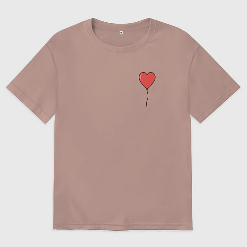 Мужская футболка оверсайз Сердце шарик / Пыльно-розовый – фото 1