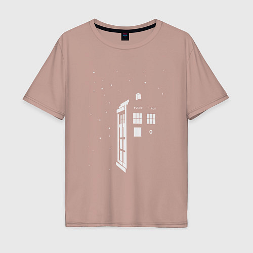 Мужская футболка оверсайз Тардис в звёздах / Пыльно-розовый – фото 1