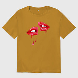 Футболка оверсайз мужская Sexy lips, цвет: горчичный