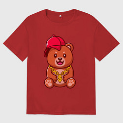 Мужская футболка оверсайз Мишка рэпер