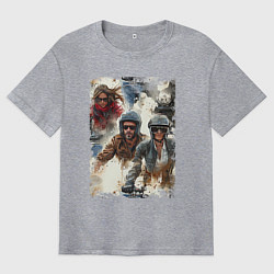 Мужская футболка оверсайз Мотокросс -акварель