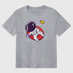 Мужская футболка оверсайз Космонавт в бассейне