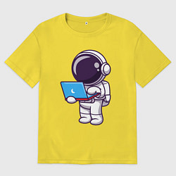 Мужская футболка оверсайз Астронавт с ноутбуком