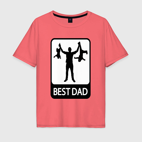 Мужская футболка оверсайз Best dad / Коралловый – фото 1