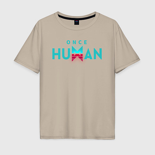 Мужская футболка оверсайз Once human logo / Миндальный – фото 1