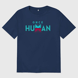Футболка оверсайз мужская Once human logo, цвет: тёмно-синий