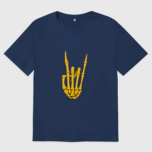 Мужская футболка оверсайз Golden skeleton hand / Тёмно-синий – фото 1