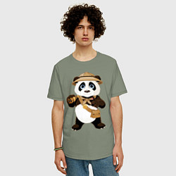 Футболка оверсайз мужская Веселая панда следопыт, цвет: авокадо — фото 2