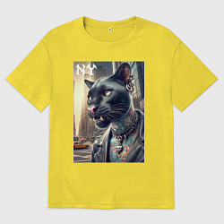 Мужская футболка оверсайз Cool dude panther from New York - ai art