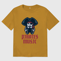 Футболка оверсайз мужская Пиратская музыка, цвет: горчичный