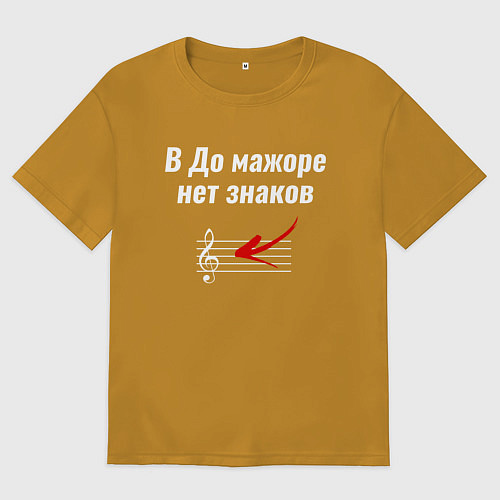 Мужская футболка оверсайз В До мажоре нет знаков / Горчичный – фото 1
