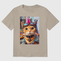 Мужская футболка оверсайз Котёнок панк музыкант из Нью-Йорка - нейросеть