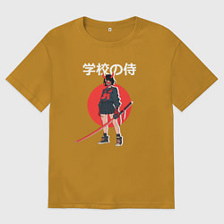 Футболка оверсайз мужская Девочка демон, цвет: горчичный