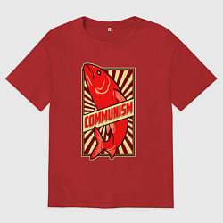Футболка оверсайз мужская Рыбный коммунизм, цвет: красный