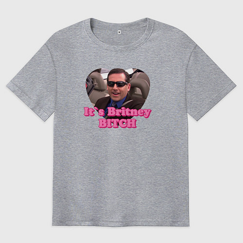 Мужская футболка оверсайз Michael Scott its Breatney B*tch - the office / Меланж – фото 1