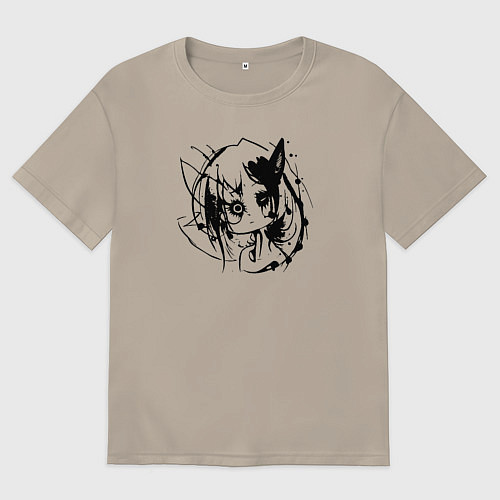 Мужская футболка оверсайз Тёмное зеркало души / Миндальный – фото 1