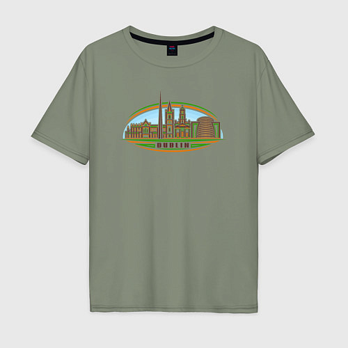Мужская футболка оверсайз Город Дублин / Авокадо – фото 1