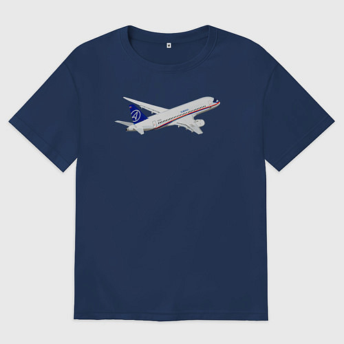 Мужская футболка оверсайз Опытный самолет SJ-100 ВС 95157 / Тёмно-синий – фото 1