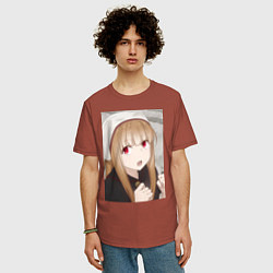 Футболка оверсайз мужская Волчица и пряности Холо монашка, цвет: кирпичный — фото 2