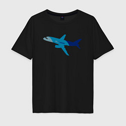 Футболка оверсайз мужская Superjet-100 синий, цвет: черный
