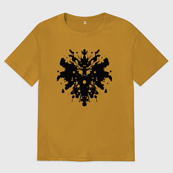 Футболка оверсайз мужская Тест Роршаха - психоделическая абстракция, цвет: горчичный