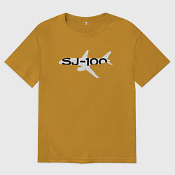 Мужская футболка оверсайз Белый облик Superjet-100 с названием