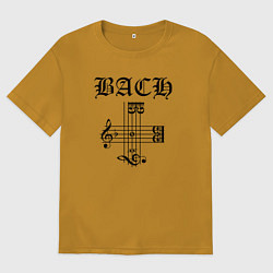Мужская футболка оверсайз B-A-C-H - Иоганн Себастьян Бах чёрный