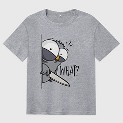 Мужская футболка оверсайз Серый филин с ножом