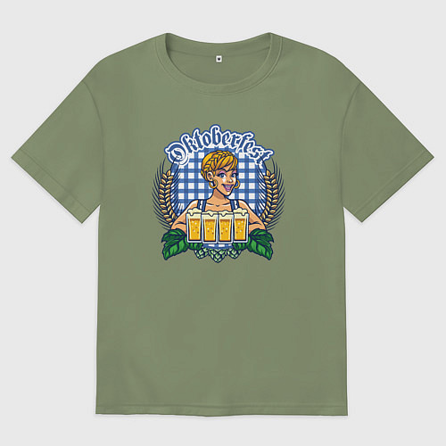 Мужская футболка оверсайз Beer оctoberfest / Авокадо – фото 1