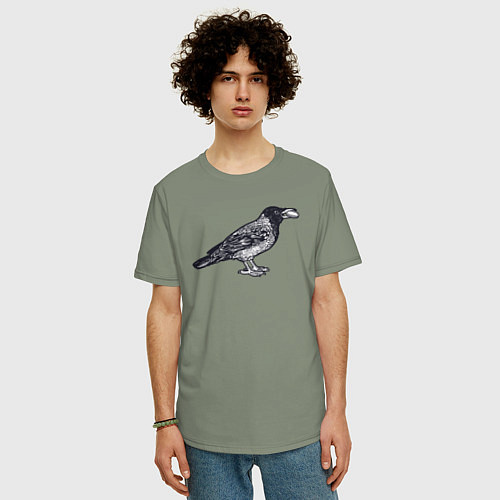 Мужская футболка оверсайз Ворона с денежкой / Авокадо – фото 3