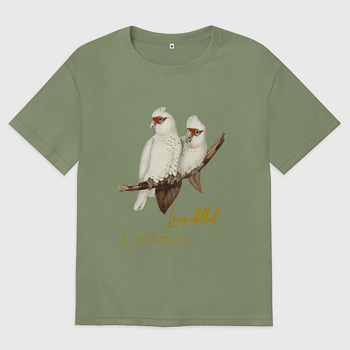 Мужская футболка оверсайз Какаду длинноклювый / Авокадо – фото 1