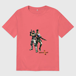 Футболка оверсайз мужская Крис и Шева, цвет: коралловый