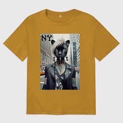 Мужская футболка оверсайз Молодая пантера - модница из Нью-Йорка