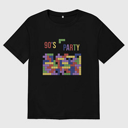 Футболка оверсайз мужская Тетрис игра 90х ностальгия геометрическая абстракц, цвет: черный