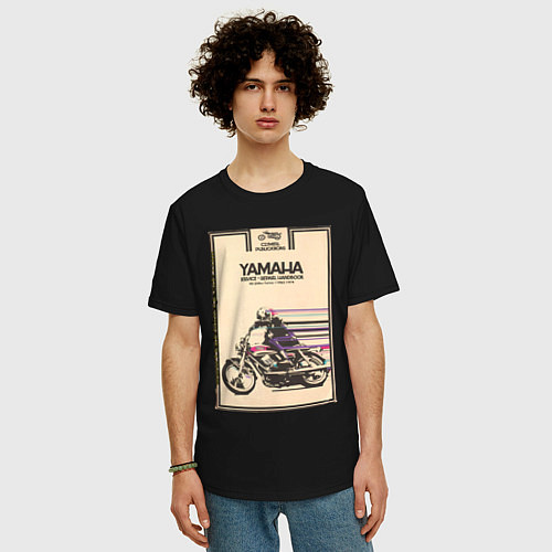 Мужская футболка оверсайз Мотоцикл Yamaha / Черный – фото 3