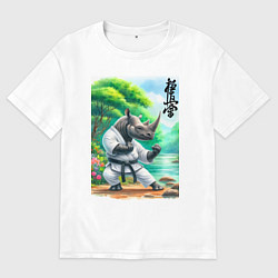 Мужская футболка оверсайз Кёкусинкай каратэ - носорог