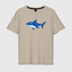 Футболка оверсайз мужская Милая акула улыбается, цвет: миндальный