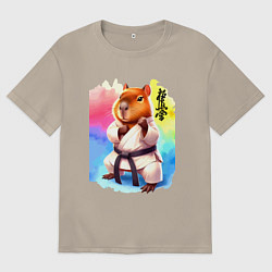 Мужская футболка оверсайз Кёкусинкай карате - капибара