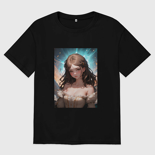 Мужская футболка оверсайз Элегантная аниме девушка / Черный – фото 1