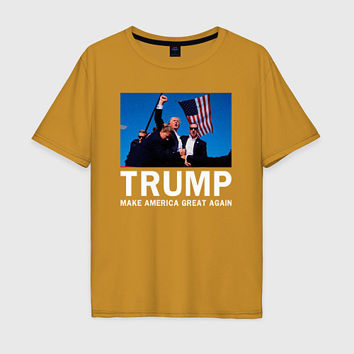 Мужская футболка оверсайз Дональд Трамп / Горчичный – фото 1