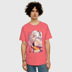 Футболка оверсайз мужская Клинок рассекающий демонов Даки 6 высшая луна, цвет: коралловый — фото 2